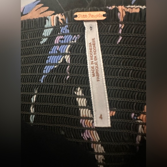 Free People Colorful Bird Print Strapless Mini Tube Dress Size 4 100% Cotton - Picture 9 of 12